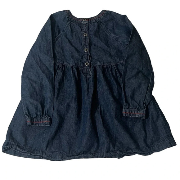 Tommy Hilfiger Denim Dress long sleeve red stitching 3T - Picture 2 of 5